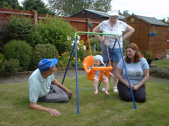 [Tom, Mum, Nana, Grandad and a new toy]